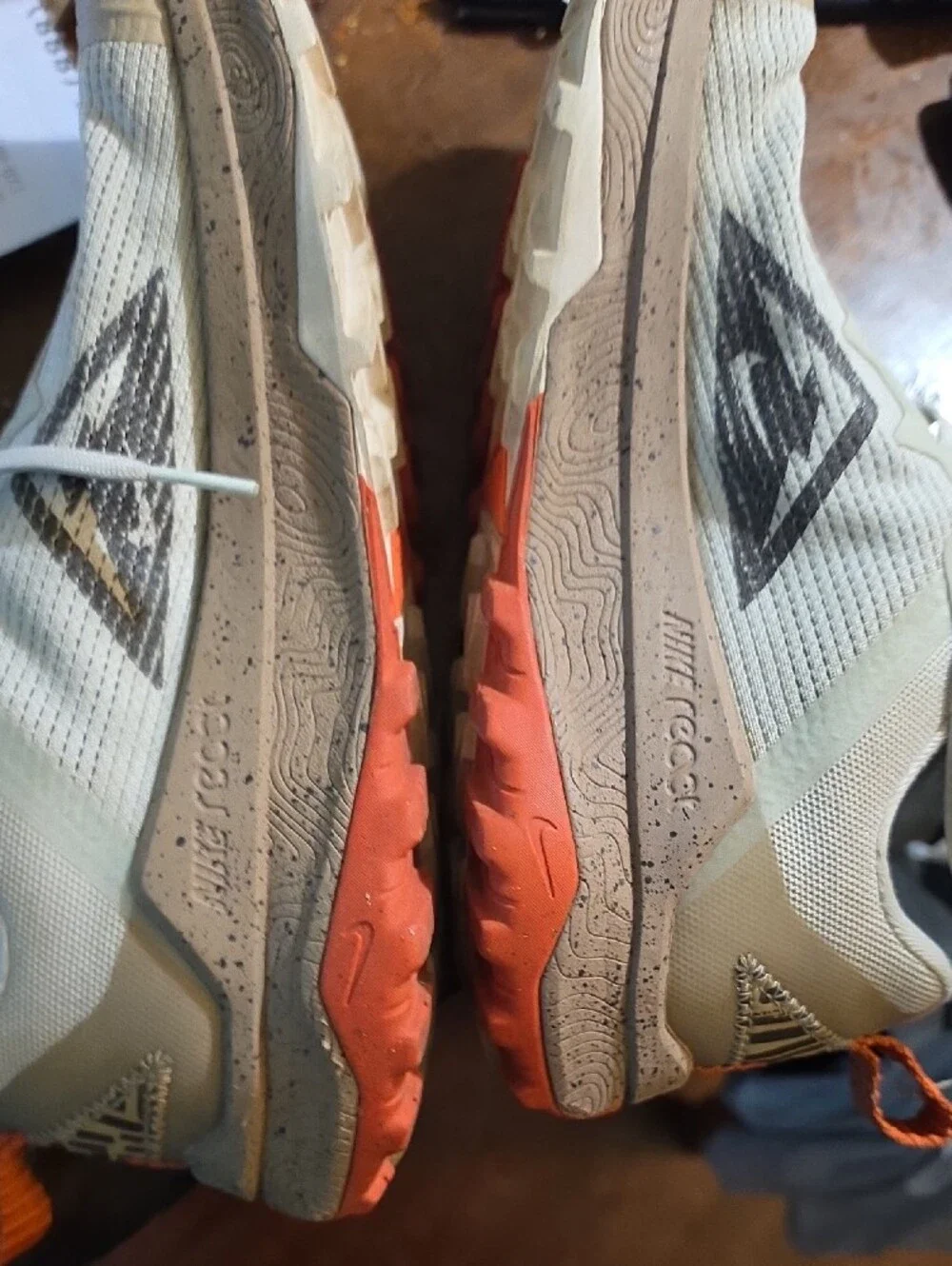 Nike Beige and Brown Trail Running Sneakers with Yellow Accent